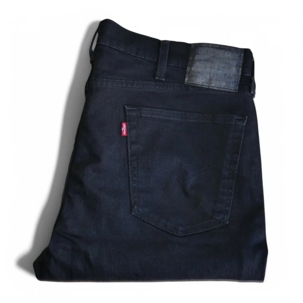 Levis 514 Men's Size 38-40x32 Jeans Straight Leg Regular Fit Stretch Denim Black